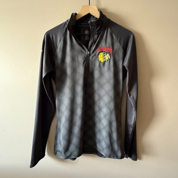 Women's M NHL Chicago Blackhawks 1/4 Zip Athletic Pullover - Picture 2 of 8